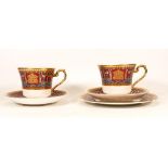 De Lamerie Fine Bone China heavily gilded Private Commission patterned Trio & Cup / Saucer Set