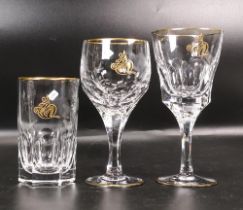 Three De Lamerie Fine Bone China heavily gilded Non Matching Wine Glasses with Personalized Motif,