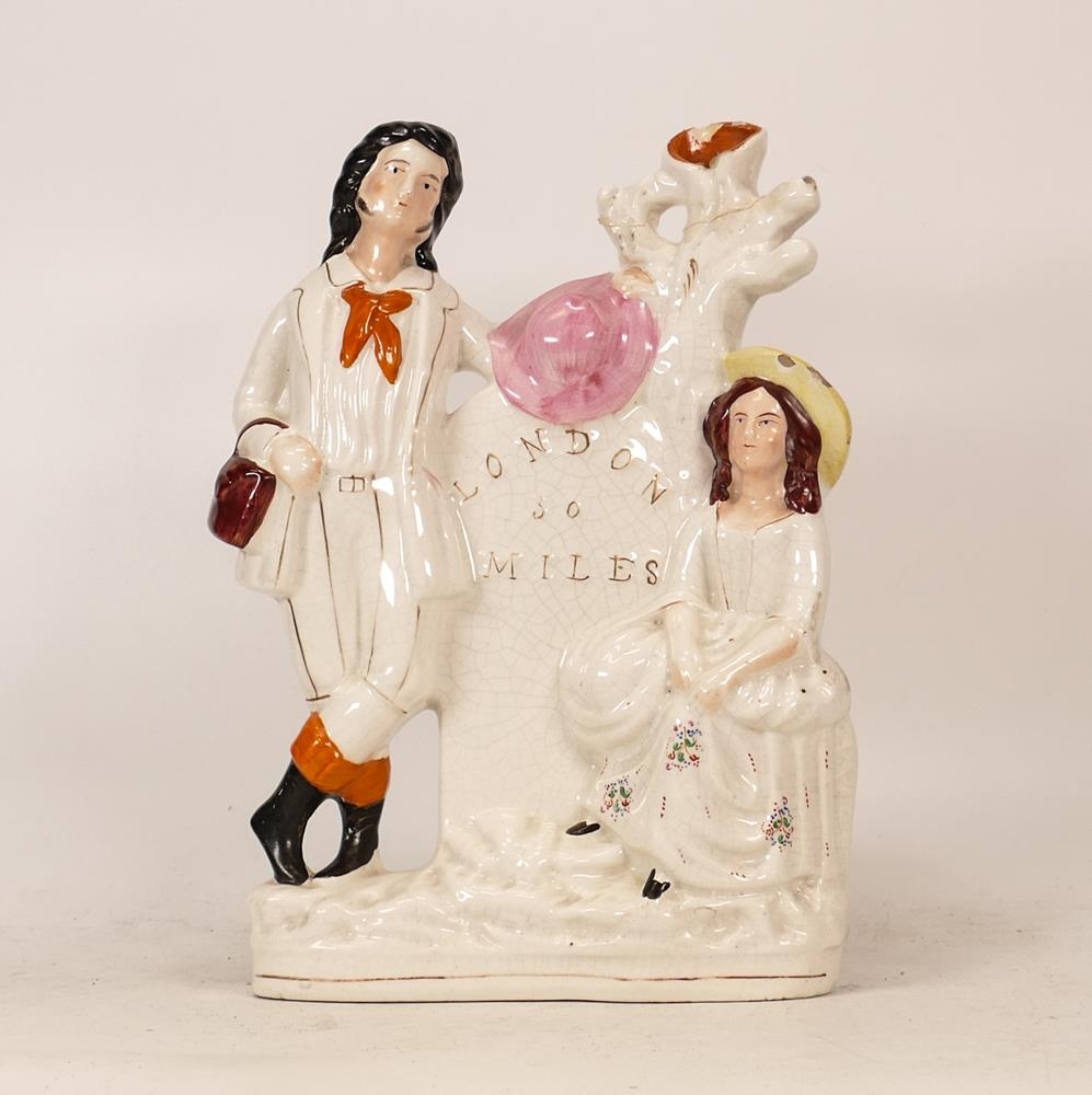 Mid-Victorian Staffordshire Figure 30 Miles to London. Painted in Overglaze Enamels and Gilt