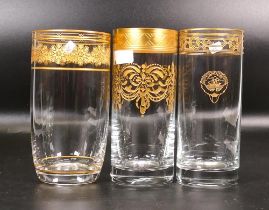 Three De Lamerie Fine Bone China heavily gilded Non Matching Tumblers, specially made high end