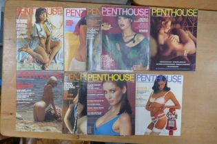 A collection of Ten 1970's Penthouse Men's Glamour Magazines