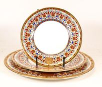 De Lamerie Fine Bone China heavily gilded Private Commission patterned Plates with Arabic Motif,