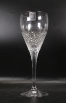 Four Royal Scot Cut Glass Crystal Diamond Cut Tall Wine Glasses, height 22cm
