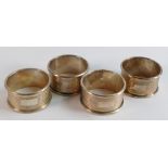 4 x Silver Napkin / serviette rings, hallmarked Sheffield 1965/6 by Edward Viners, gross weight