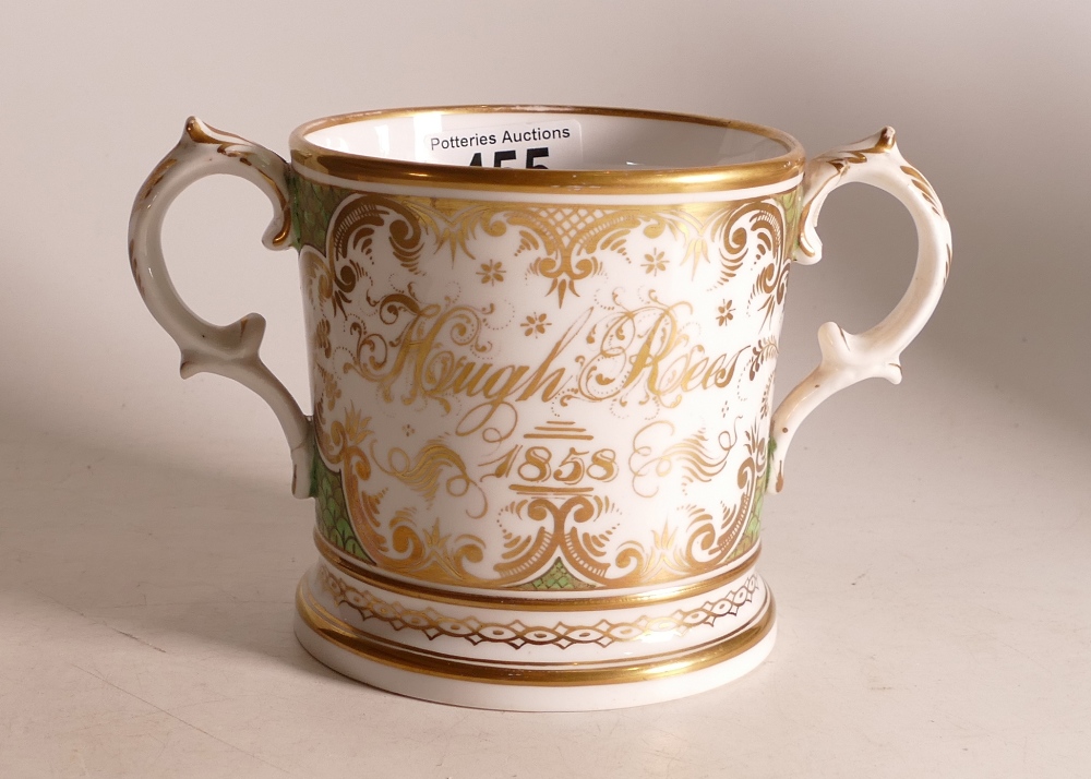 Mid-Victorian Handpainted Loving Cup. Decorated with Floral Spray Reserve to one side and a - Image 2 of 2