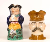 19th Century Staffordshire Toby Jug together with later Boer War Character Jug. Crazing and losses
