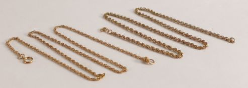 Two 9ct gold necklaces, 7.1g. (2)