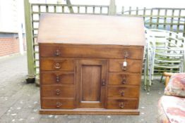 Distressed Late 19th/ Early 20th Century Drop Front Bureau with One Long Drawer over Eight smaller