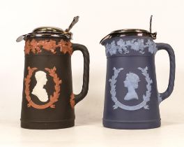 Two Limited Edition Wedgwood Jasperware Jugs with metal mounts, height 13cm