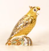 Royal Crown Derby Paperweight Citron Cockatoo, boxed , gold stopper