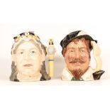 Royal Doulton Large Character jugs Queen Victoria D6788 & Sir Francis Drake D6805, both limited