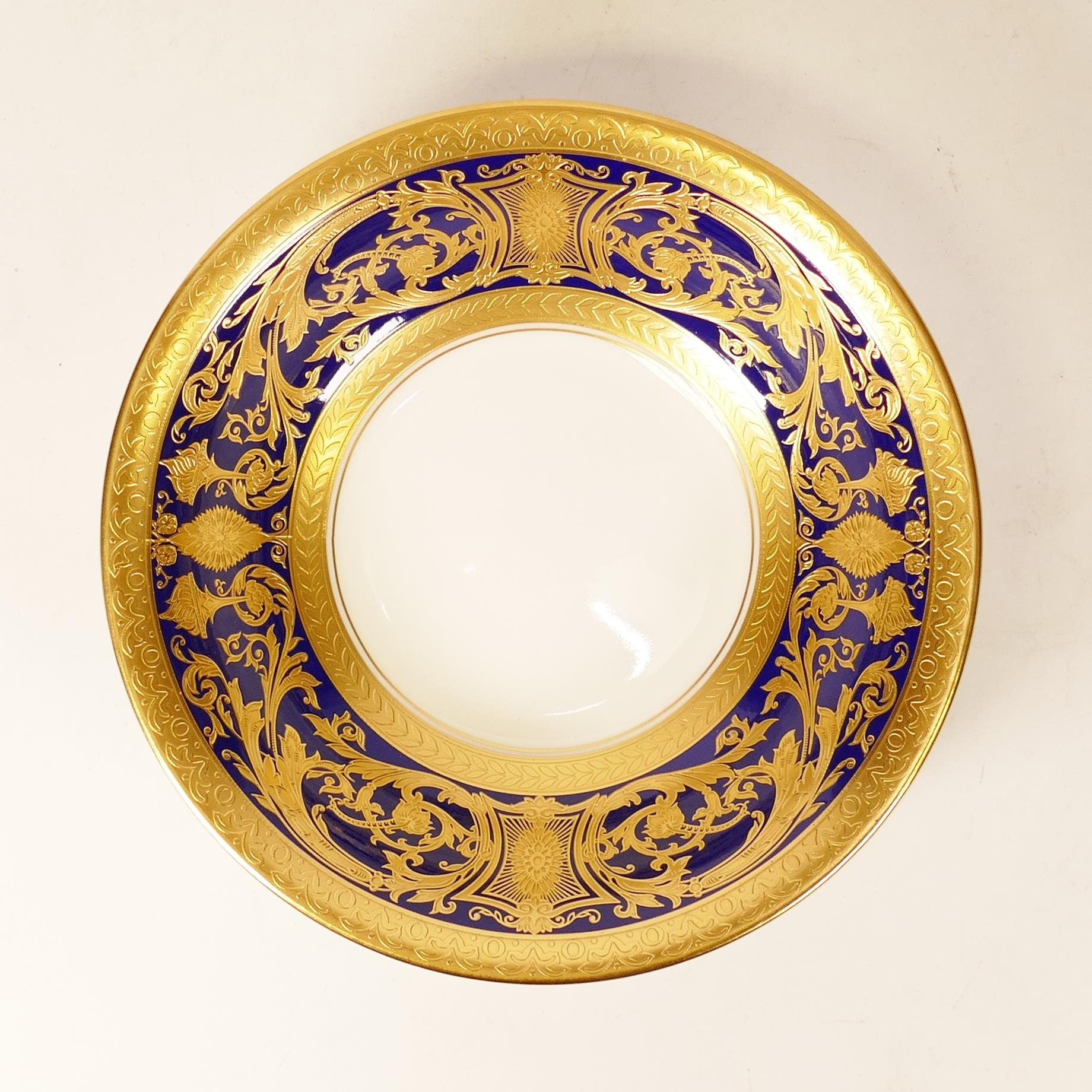 De Lamerie Cobalt blue Robert Adam pattern set of six bowls. Diameter 15.5cm