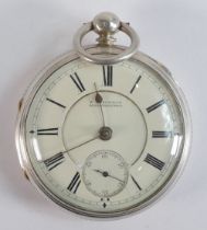 Large hallmarked silver fusee Aarons of Manchester Goliath key wind pocket watch 1891, no key,