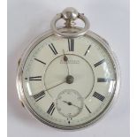 Large hallmarked silver fusee Aarons of Manchester Goliath key wind pocket watch 1891, no key,