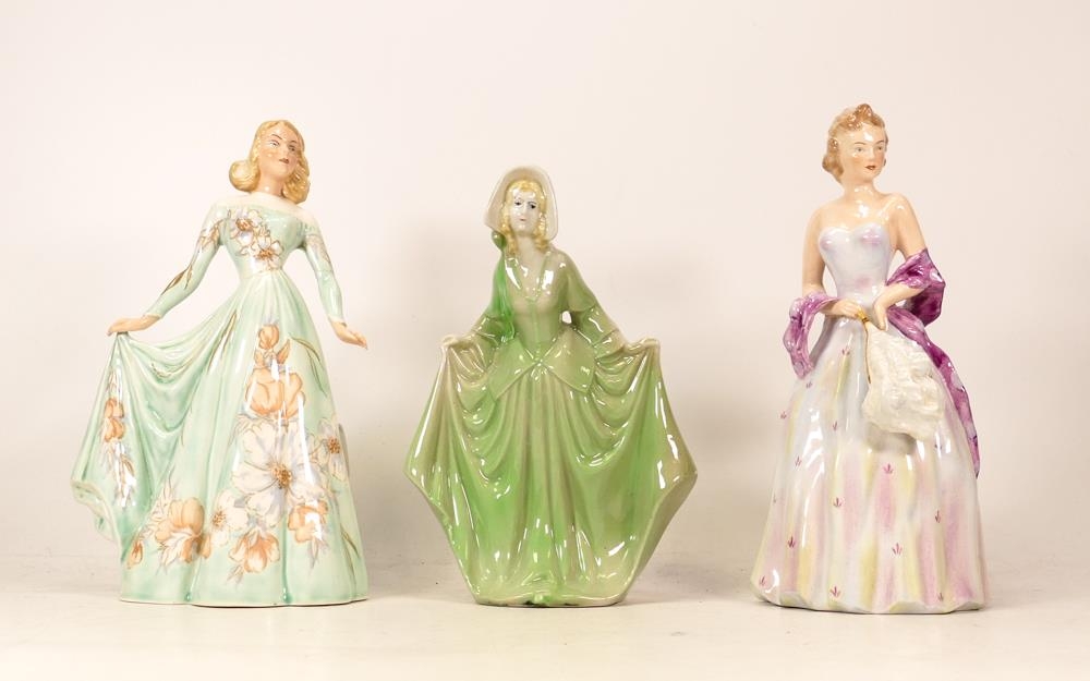 Three Ceramic Lady Figures including two Wedgwood & Co figures one with (broken arm) & similar