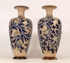 Doulton Stoneware - 2 x similar vases, 2 chips to base of one, 24cm high.