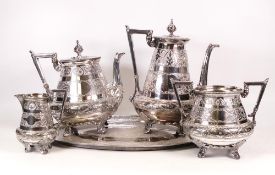 Silver plated EPBM four piece tea set by James Dixon & Sons, together with Indian silver plated