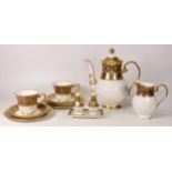 De Lamerie Cobalt blue Robert Adam pattern to include 2 trio's, milk jug, tea pot and condiment set