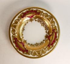 De Lamerie Fine Bone China heavily gilded Burgundy Majestic Pattern Large Serving Bowl, specially