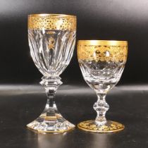 Two De Lamerie Fine Bone China heavily gilded Non Matching Wine Glasses with Saudi Arabia Crest ,