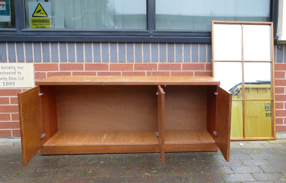 Mid Century Teak 3 Door Side Board & Mirror, length of sideboard 137cm - Image 2 of 2