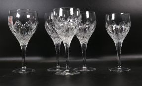 Five Un Matched Quality Cut Glass Crystal Wine Glasses, tallest 18cm(5)