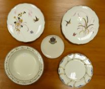 Five English Porcelain Bowls/Plates to include 19th Century Derby example, a pair of raised gilt
