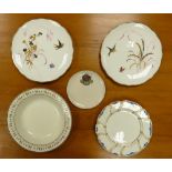 Five English Porcelain Bowls/Plates to include 19th Century Derby example, a pair of raised gilt