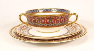 De Lamerie Fine Bone China heavily gilded Private Commission patterned Plate , Two Handled Cup