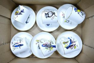 Hammersley China Set of six Cups & Saucers with Wild Bird Decoration