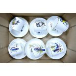 Hammersley China Set of six Cups & Saucers with Wild Bird Decoration