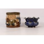 wo Doulton Lambeth Stoneware Items to include Small Pierced Pot incised EP for Emily J Partington