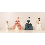 Royal Doulton Small Lady Figures Mandy Hn2476, Debbie Hn2400, Stage Struck Hn3951 & Cherie Hn2341(4)