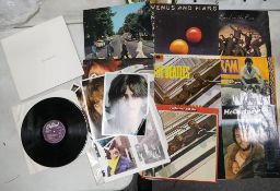 A Collection of Beatles and Wings LP's to include The White Album (Purple Capitol Label), Red Rose