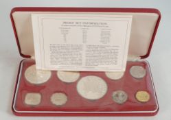 A 1974 Bahamas Proof Coin Set, cased with certificate of authenticity. Two largest of these coins