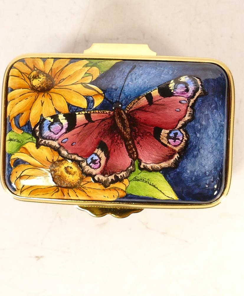 Moorcroft enamel Papillon butterfly lidded box by Fiona Bakewell , Limited edition 29/100. Boxed - Image 4 of 7