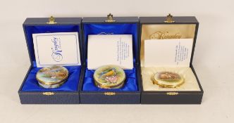 Three limited edition Kingsley enamels by Stephen Smith to include small oval rabbits lidded box