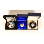 Three Kingsley enamelled boxes to include Phantom of the Opera, Les Misiables and teddy. All