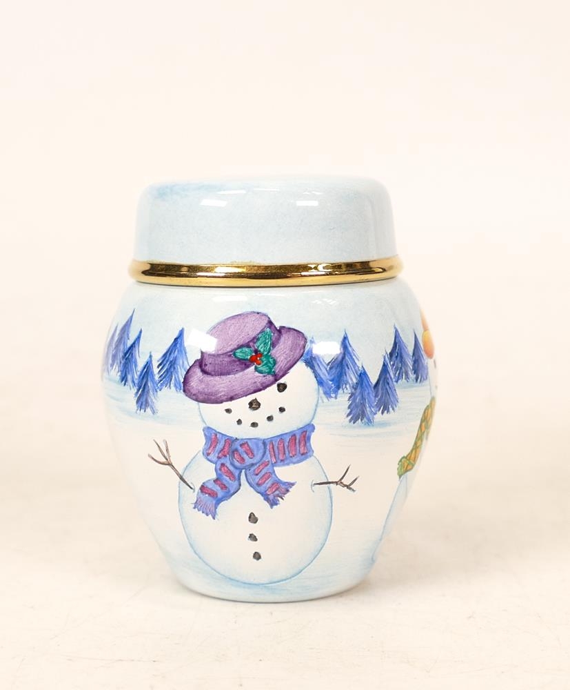 Moorcroft enamel Snowman ginger jar by E Todd . Boxed, height 5cm - Image 5 of 7