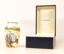 Moorcroft enamel The Harrowers vase by E Todd , Limited edition 12/75. Boxed with certificate.