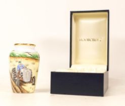 Moorcroft enamel The Harrowers vase by E Todd , Limited edition 12/75. Boxed with certificate.