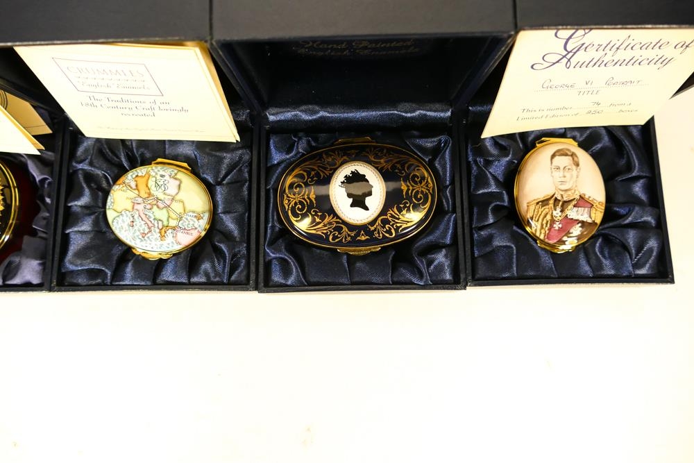 Five limited edition Crummles English Enamels to include George VI portrait 74/250, Queen Victoria - Bild 6 aus 6
