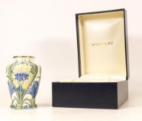 Moorcroft enamel Cornflower vase by Amanda Rose , Limited edition 4/150. Boxed, height 7.5cm