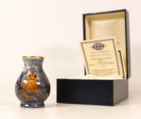 Moorcroft enamel Tawny Owl vase by Terry Halloran, Limited edition number 48. Boxed with