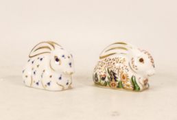 Royal Crown Derby Paperweights Baby Rowsley Rabbit & Baby Rabbit(2)