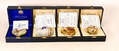 Four limited edition Kingsley enamels by Stephen Smith to include round pheasants lidded box 187/