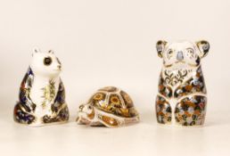 Royal Crown Derby Endangered paperweights to include Koala, Madagascan Tortoise and Imperial Panda