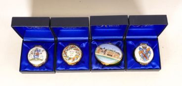 Three Kingsley enamelled boxes to include Alice in wonderland x2, Humpty Dumpty together with