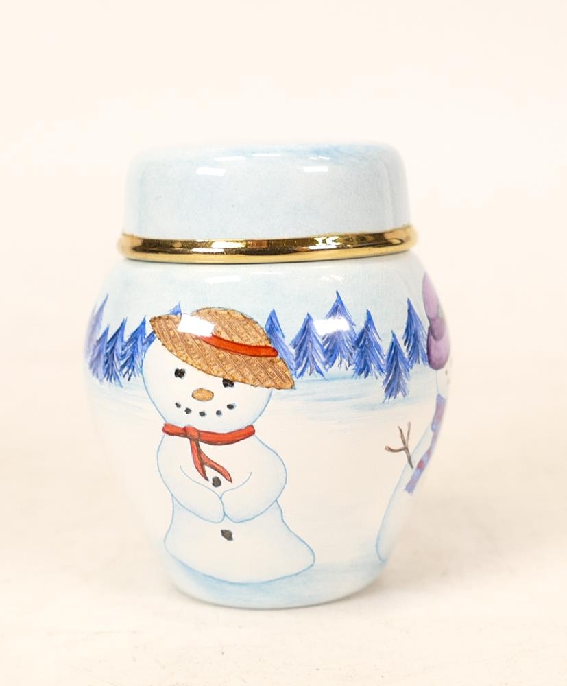 Moorcroft enamel Snowman ginger jar by E Todd . Boxed, height 5cm - Image 4 of 7