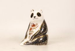 Royal Crown Derby Giant panda paperweight with gold stopper, Boxed